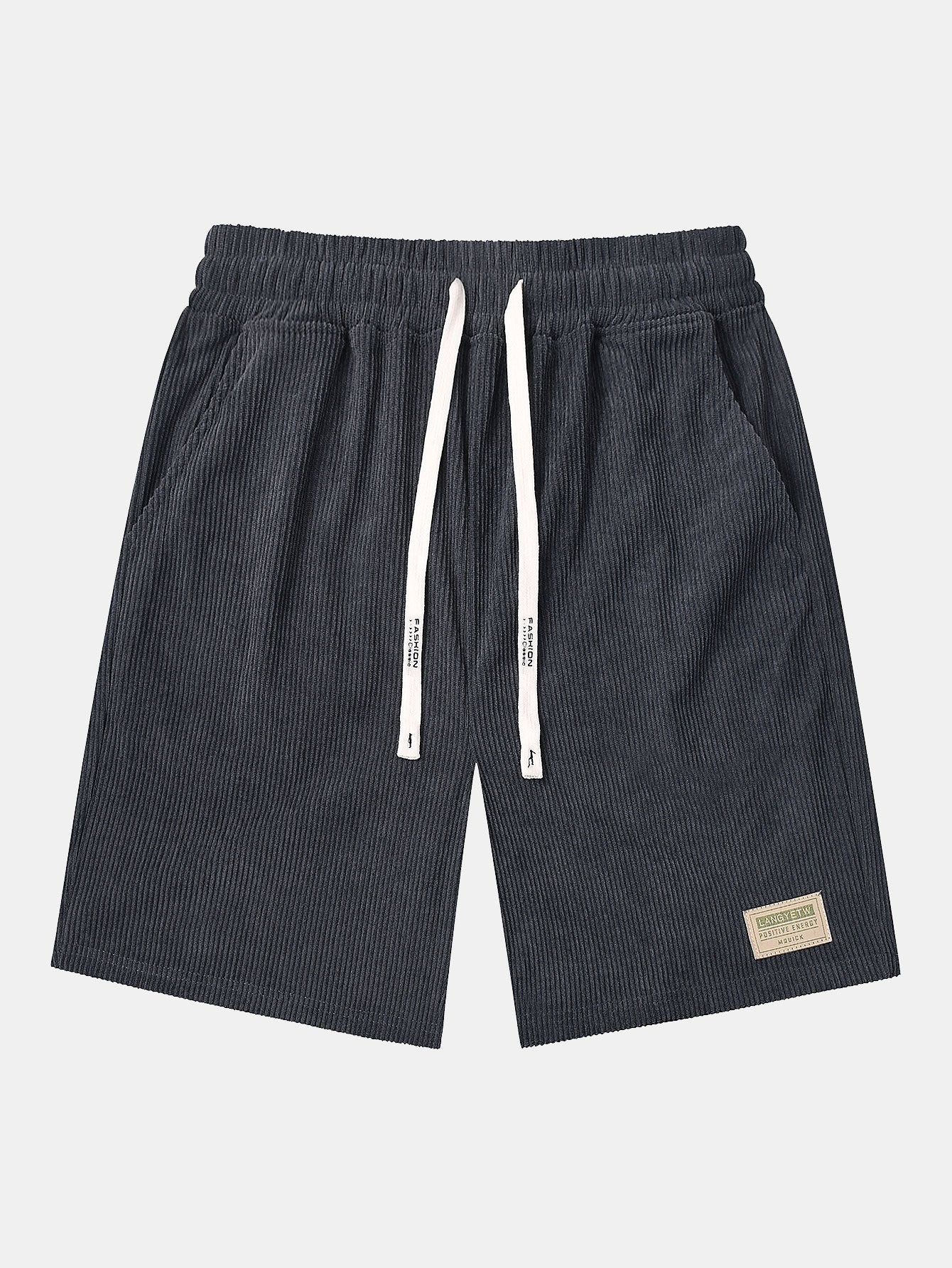 Casual Collection | Men's Corduroy Drawstring Shorts with Letter Label | Comfortable Fit for Everyday Wear 0