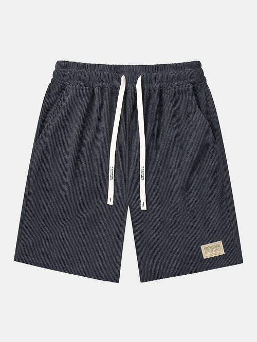 Casual Collection | Men's Corduroy Drawstring Shorts with Letter Label | Comfortable Fit for Everyday Wear 0