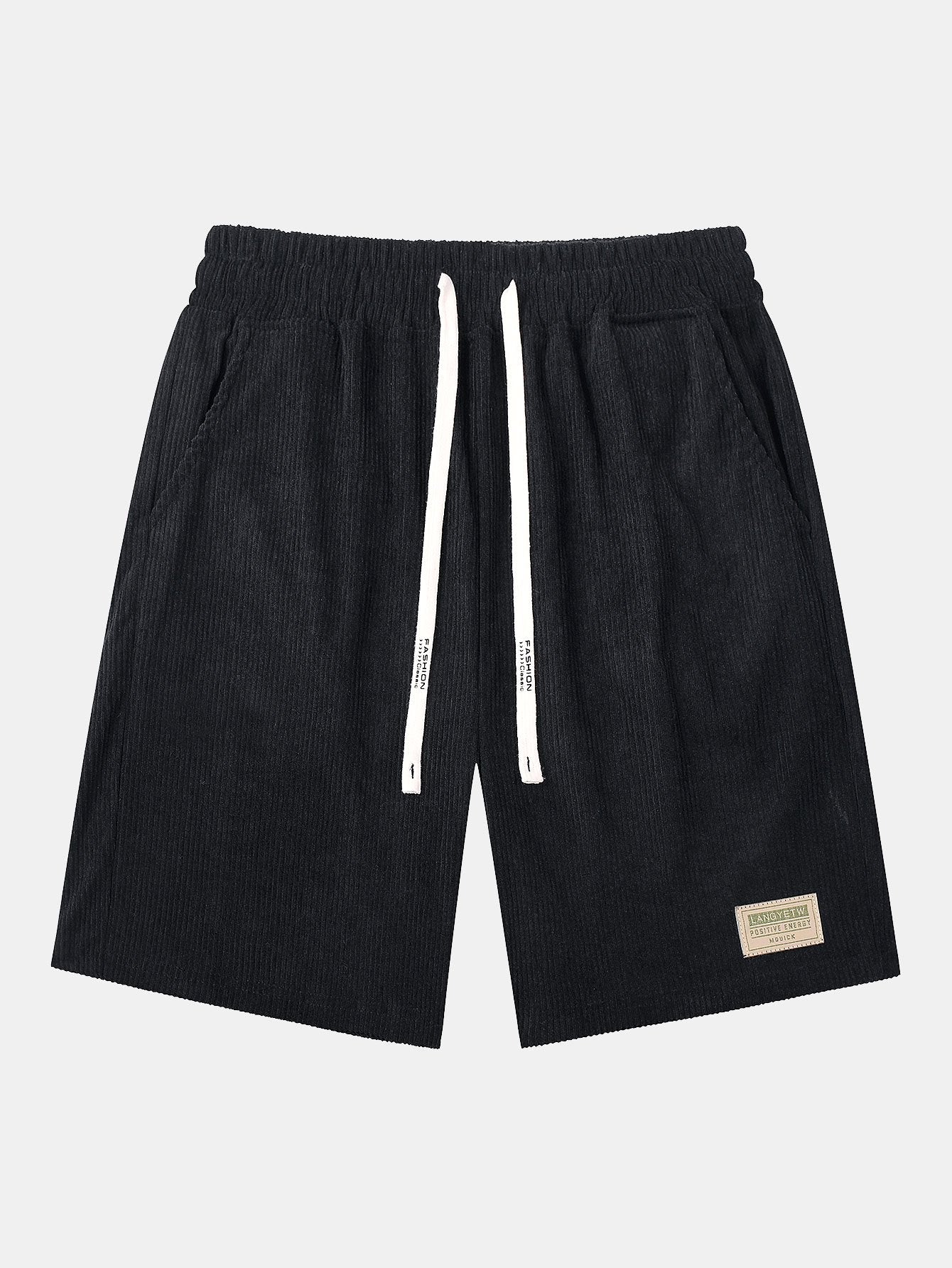 Casual Collection | Men's Corduroy Drawstring Shorts with Letter Label | Comfortable Fit for Everyday Wear 1