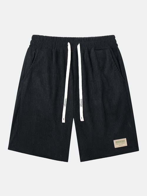 Casual Collection | Men's Corduroy Drawstring Shorts with Letter Label | Comfortable Fit for Everyday Wear 1