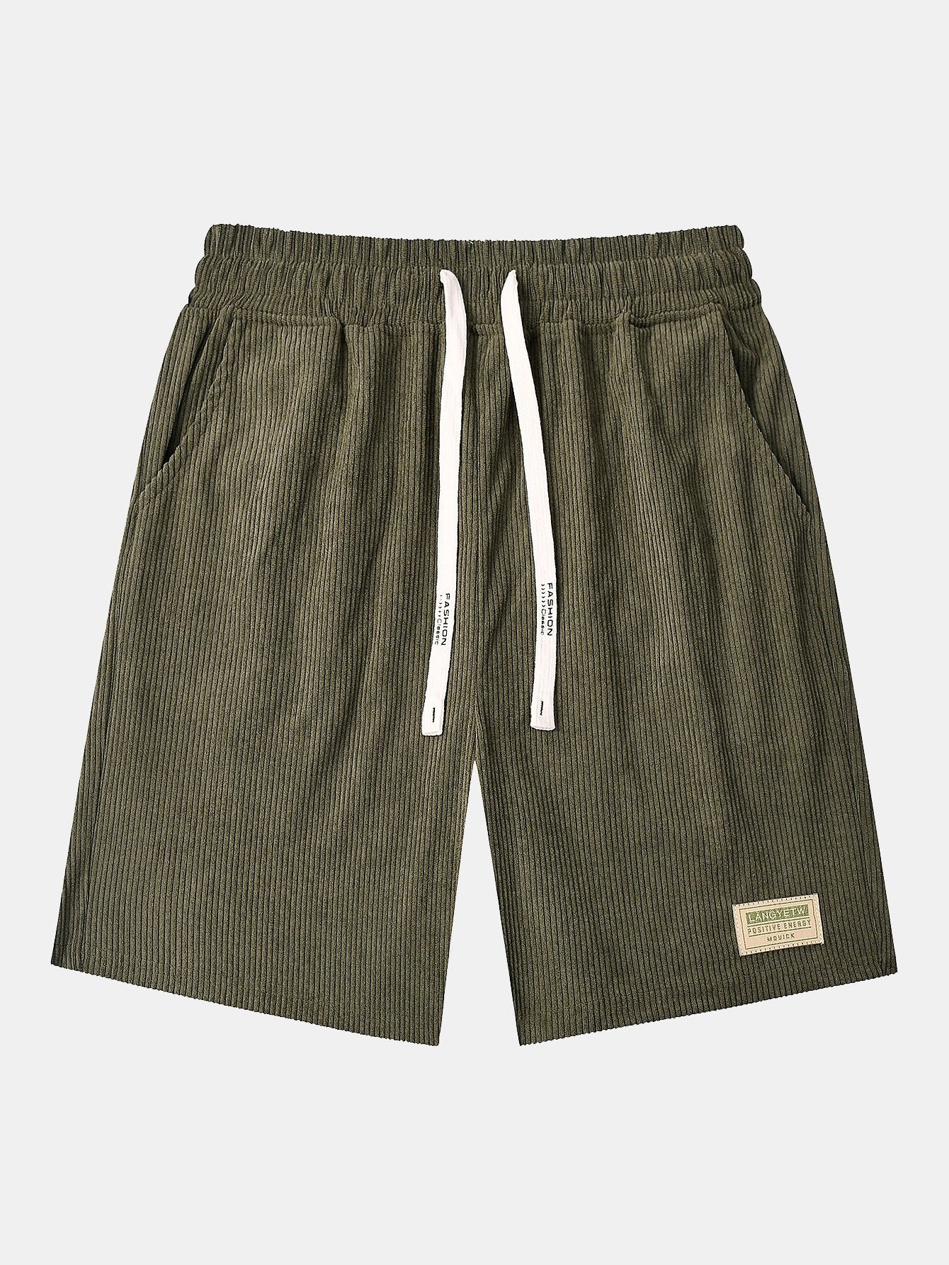 Casual Collection | Men's Corduroy Drawstring Shorts with Letter Label | Comfortable Fit for Everyday Wear 3