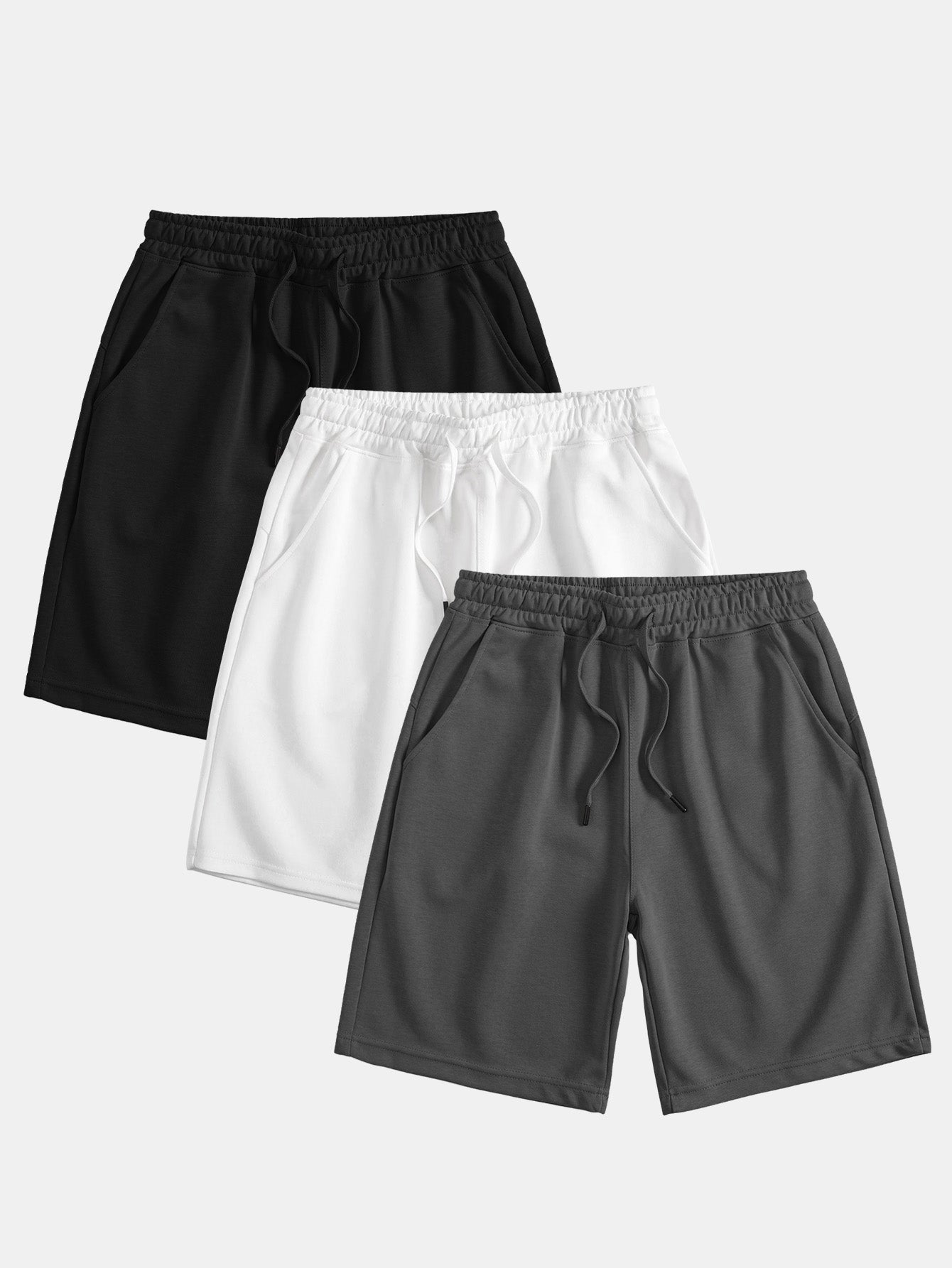 Casual Comfort | Men's Mid-Length Drawstring Shorts with Adjustable Waist | Set of 3 for Everyday Style 0