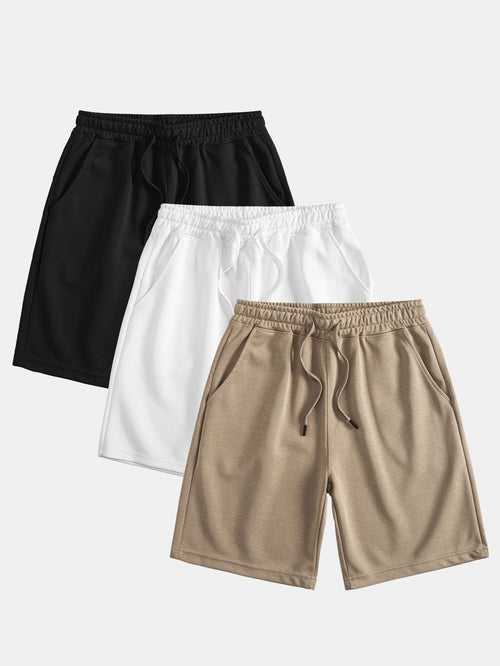 Casual Comfort | Men's Mid-Length Drawstring Shorts with Adjustable Waist | Set of 3 for Everyday Style 1