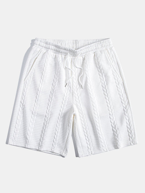 Casual Comfort | Men's Twist Jacquard Shorts with Elastic Waistband | Versatile Fit for Everyday Wear 0