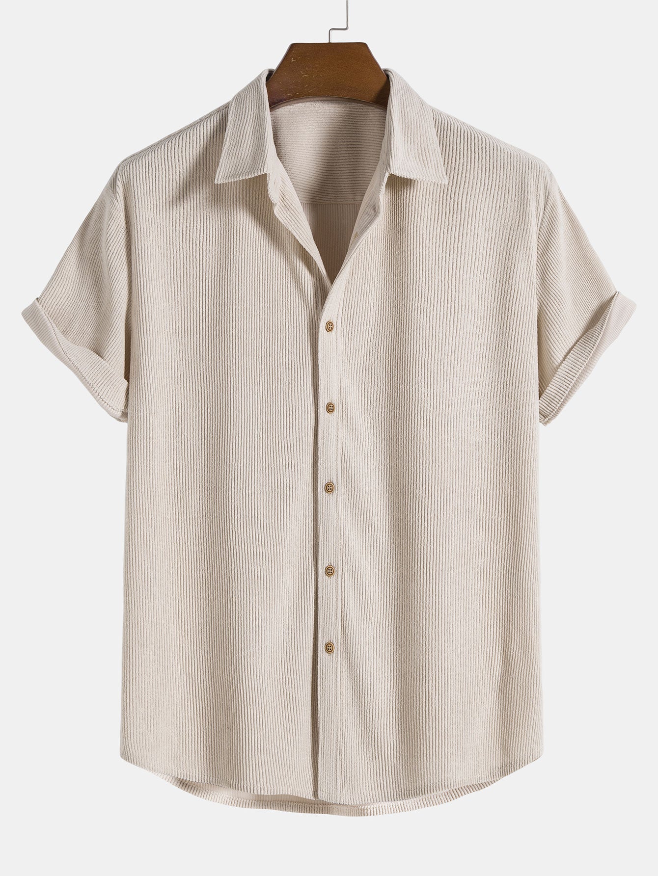 Casual Corduroy Short Sleeve Shirt with Breathable Fabric for Everyday Comfort 0