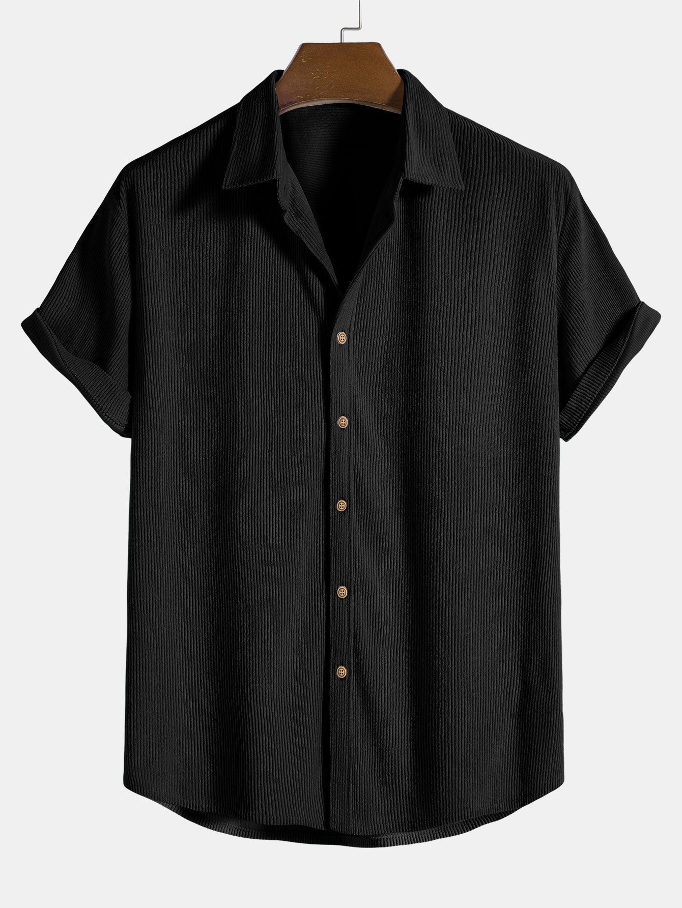 Casual Corduroy Short Sleeve Shirt with Breathable Fabric for Everyday Comfort 2