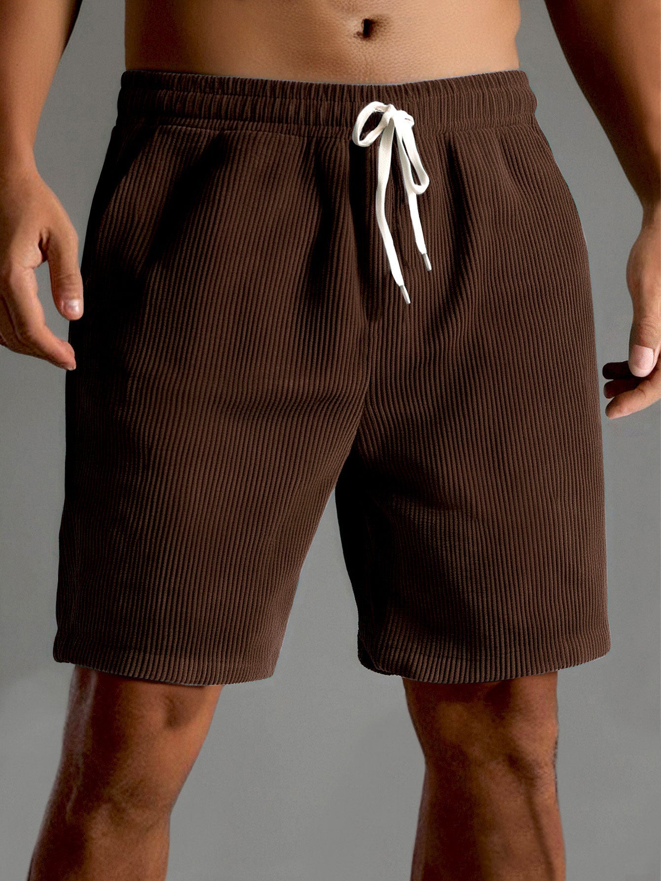 Casual Corduroy Shorts for Men with 9-Inch Drawstring Design for Comfort 1