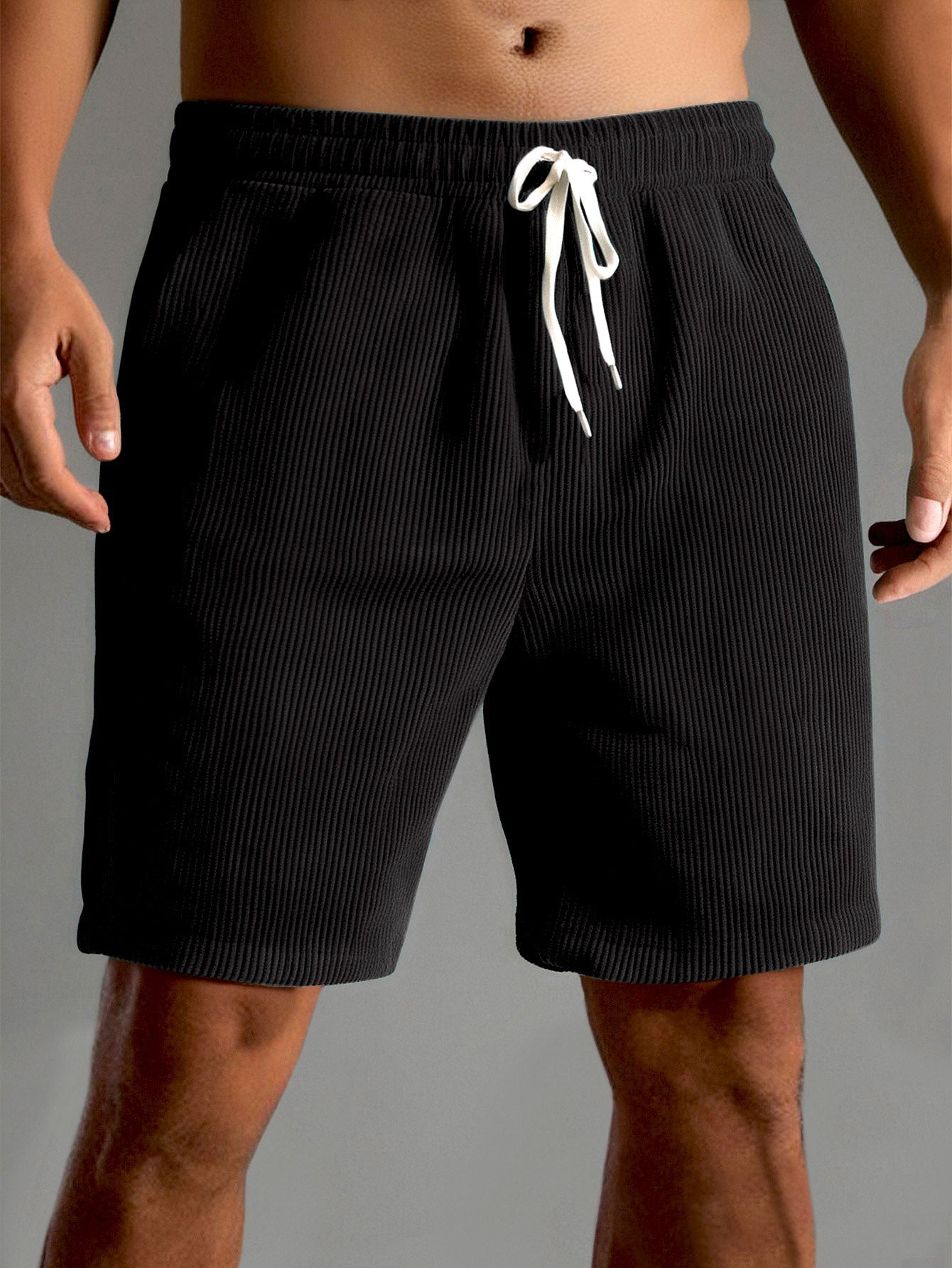 Casual Corduroy Shorts for Men with 9-Inch Drawstring Design for Comfort 2
