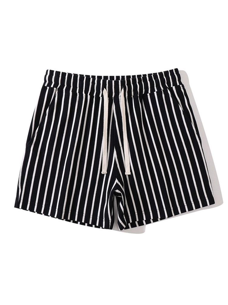 Casual Cotton Striped Jersey Shorts with Drawstring Waist | Comfortable Fit for Everyday Wear 0