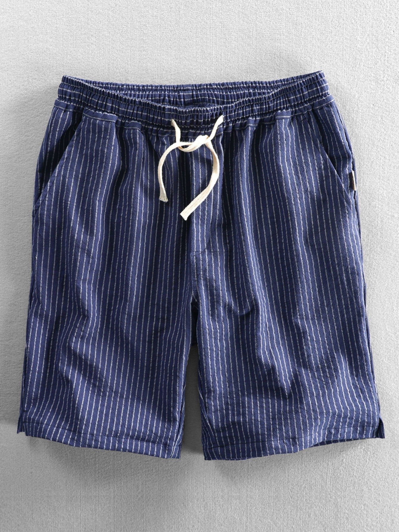 Casual Cotton Striped Shorts with Adjustable Drawstring | Comfortable Fit for Everyday Wear 0