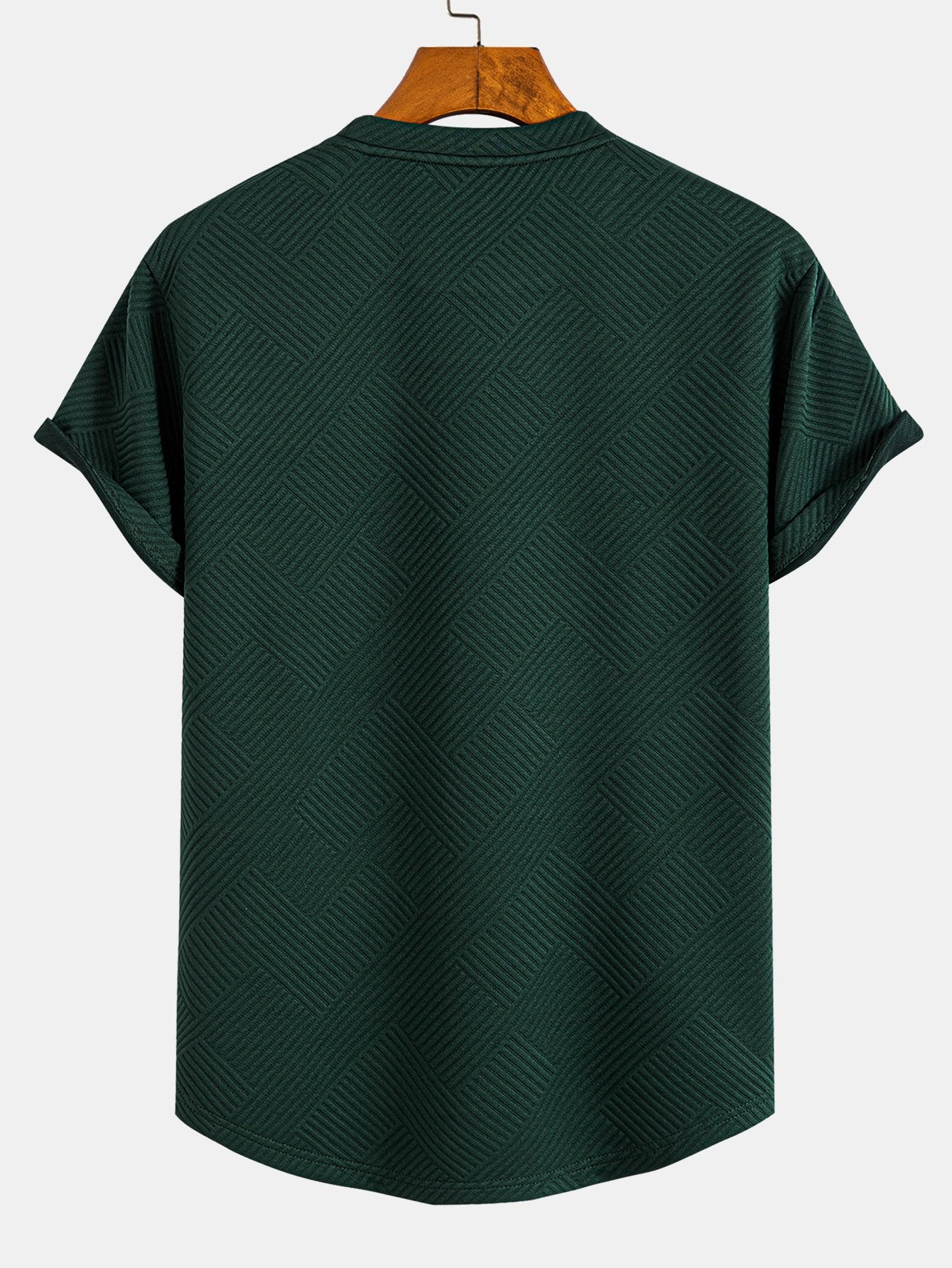 Casual Stripe Jacquard T-Shirt for Men with Arc Hem | Comfortable Fit for Everyday Wear 1