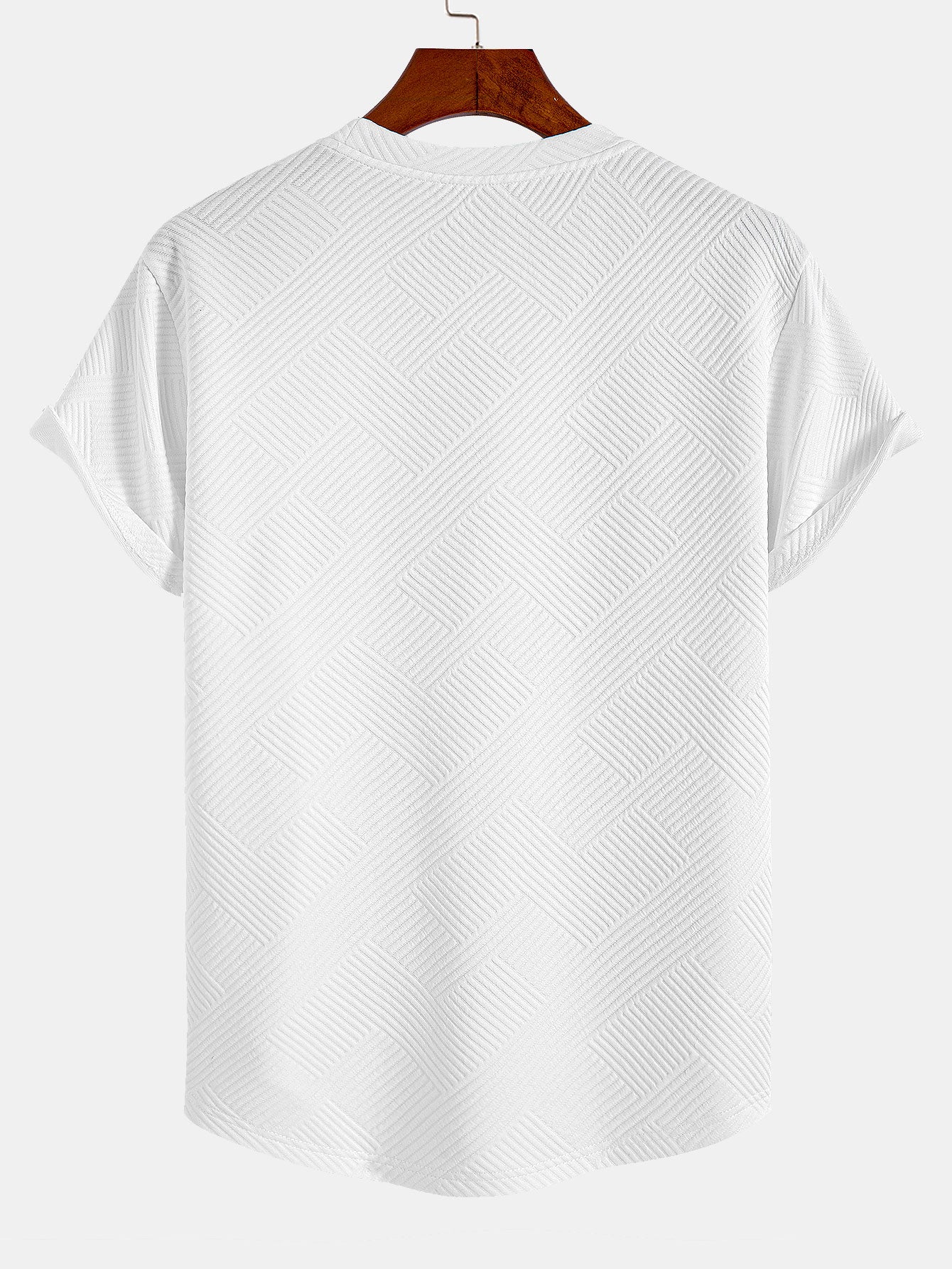 Casual Stripe Jacquard T-Shirt for Men with Arc Hem | Comfortable Fit for Everyday Wear 8