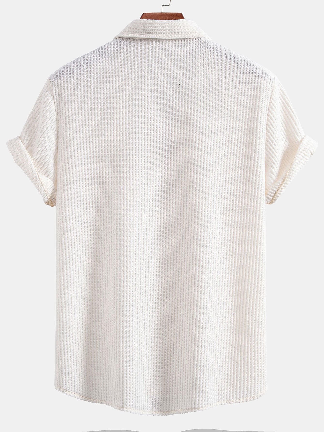 Casual Waffle Button-Up Shirt with Stretch Fabric | Comfortable Fit for Everyday Wear 1