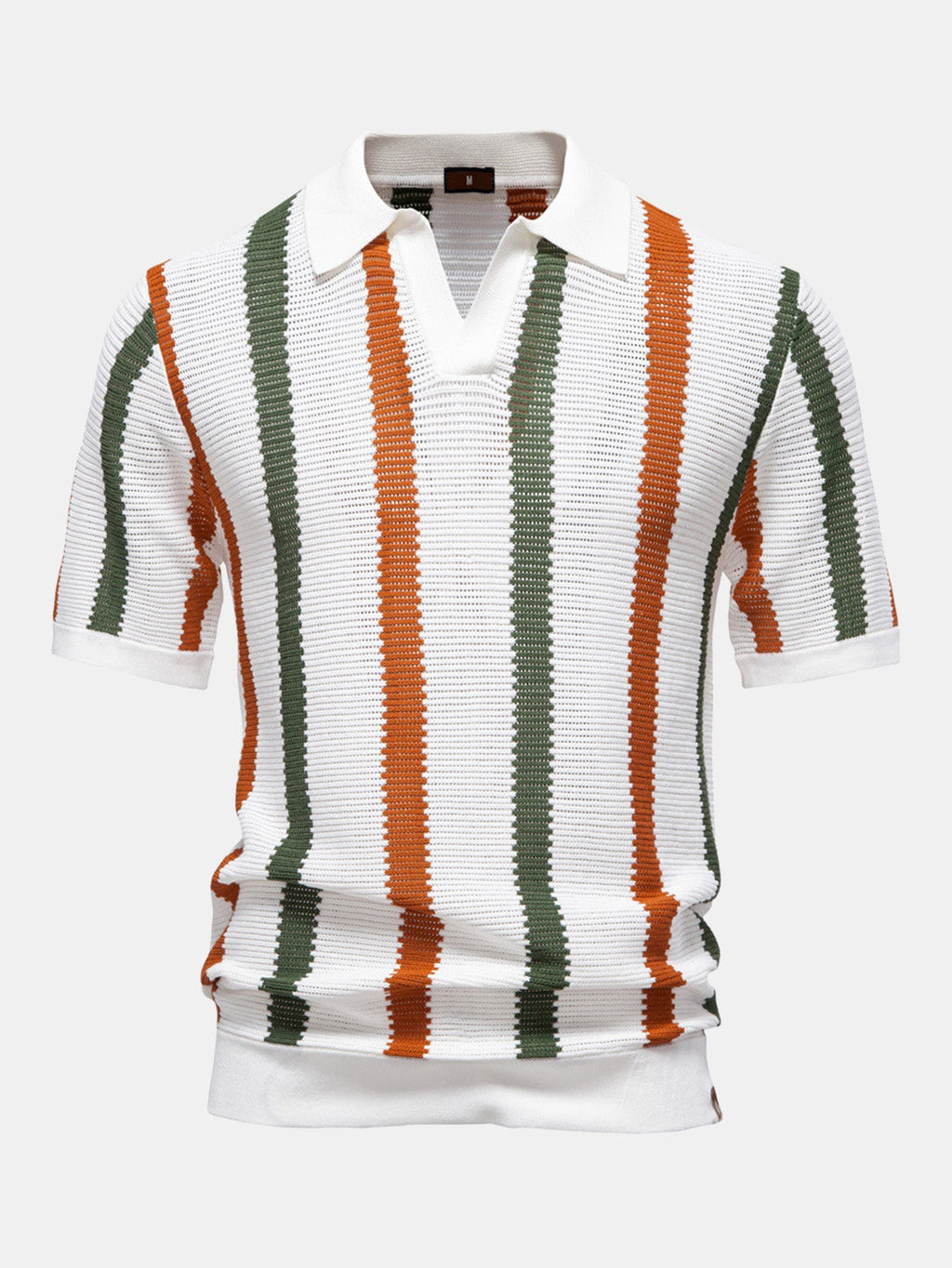 Classic Stripe Polo Shirt | Breathable Knit Fabric with Relaxed Fit for All-Day Comfort 0