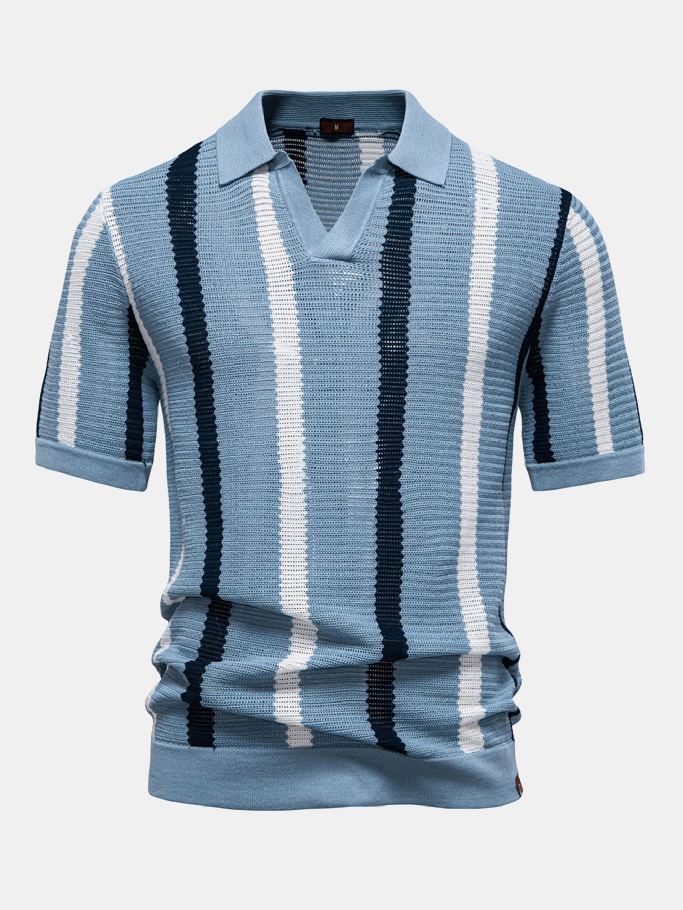 Classic Stripe Polo Shirt | Breathable Knit Fabric with Relaxed Fit for All-Day Comfort 4