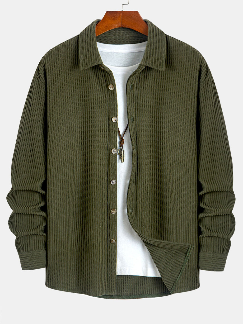 Cozy Waffle Knit Lounge Set with Long Sleeved Shirt & Drawstring Pants for Ultimate Comfort 3