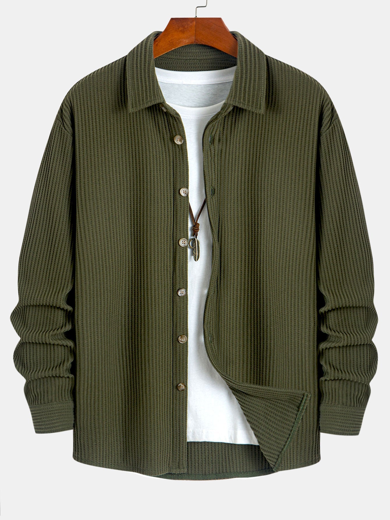 Cozy Waffle Knit Lounge Set with Long Sleeved Shirt & Drawstring Pants for Ultimate Comfort 3