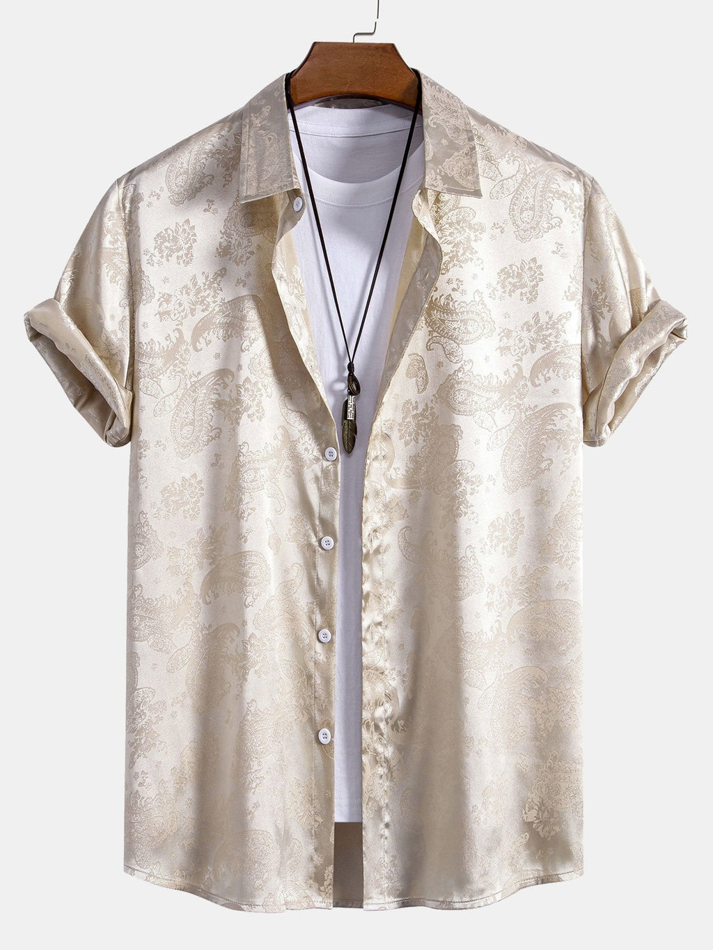 Elegant Satin Shirt | Unique Paisley Print Design for Stylish Comfort 0