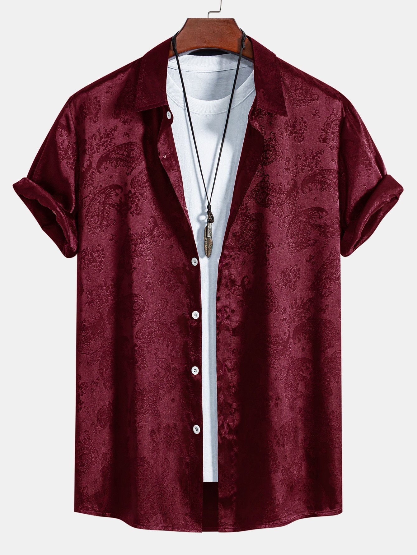 Elegant Satin Shirt | Unique Paisley Print Design for Stylish Comfort 3