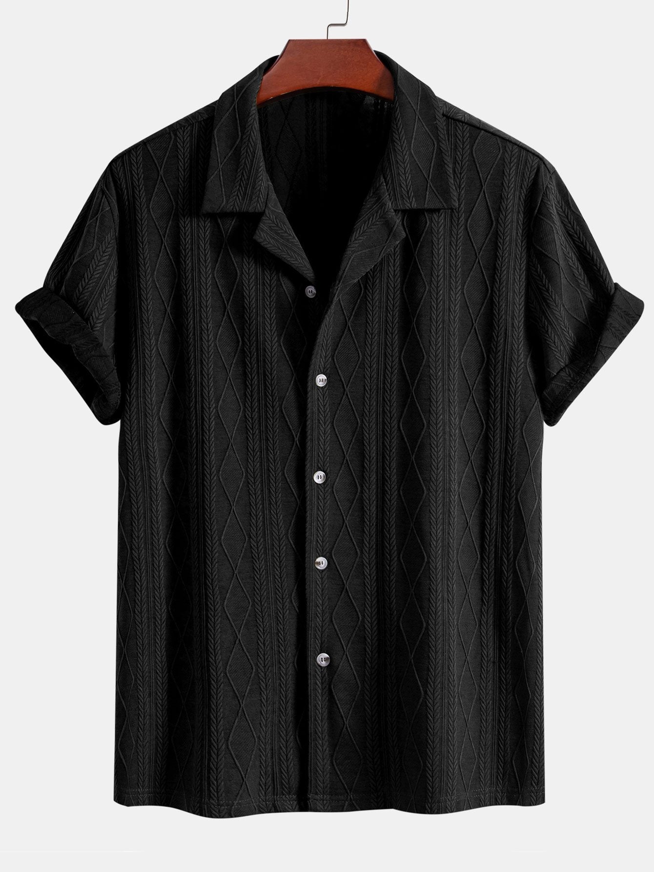 Geometric Rhombus Jacquard Cuban Shirt with Comfortable Fit | Stylish Casual Wear for Everyday Use 4