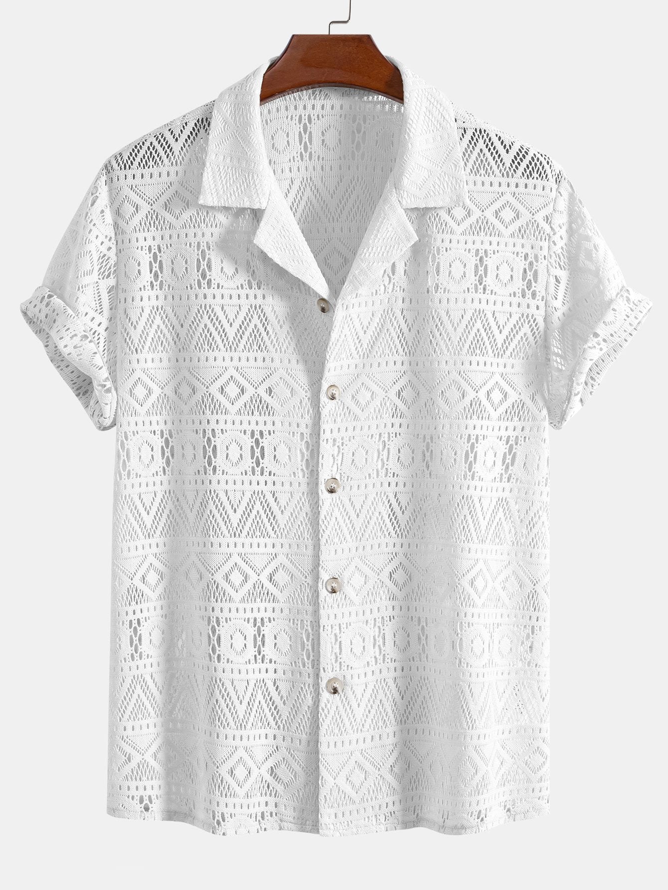 Geometry Textured Cuban Shirt for Men with Comfortable Regular Fit | Stylish Casual Wear 2