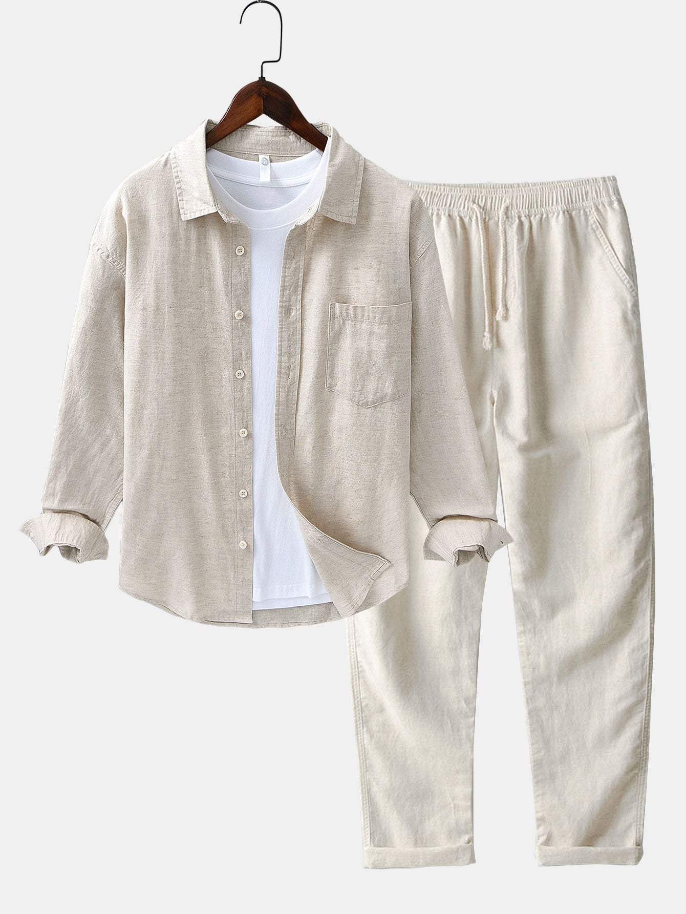 Linen Cotton Collection | Lightweight Long Sleeve Shirt & Straight Leg Pants | Breathable Comfort for Warm Weather 0
