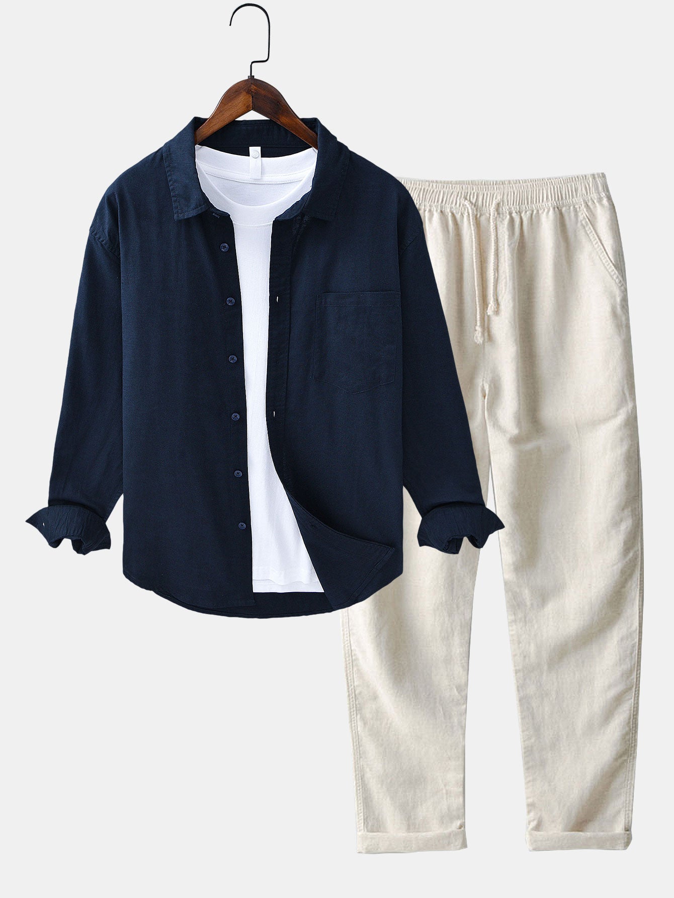 Linen Cotton Collection | Lightweight Long Sleeve Shirt & Straight Leg Pants | Breathable Comfort for Warm Weather 1