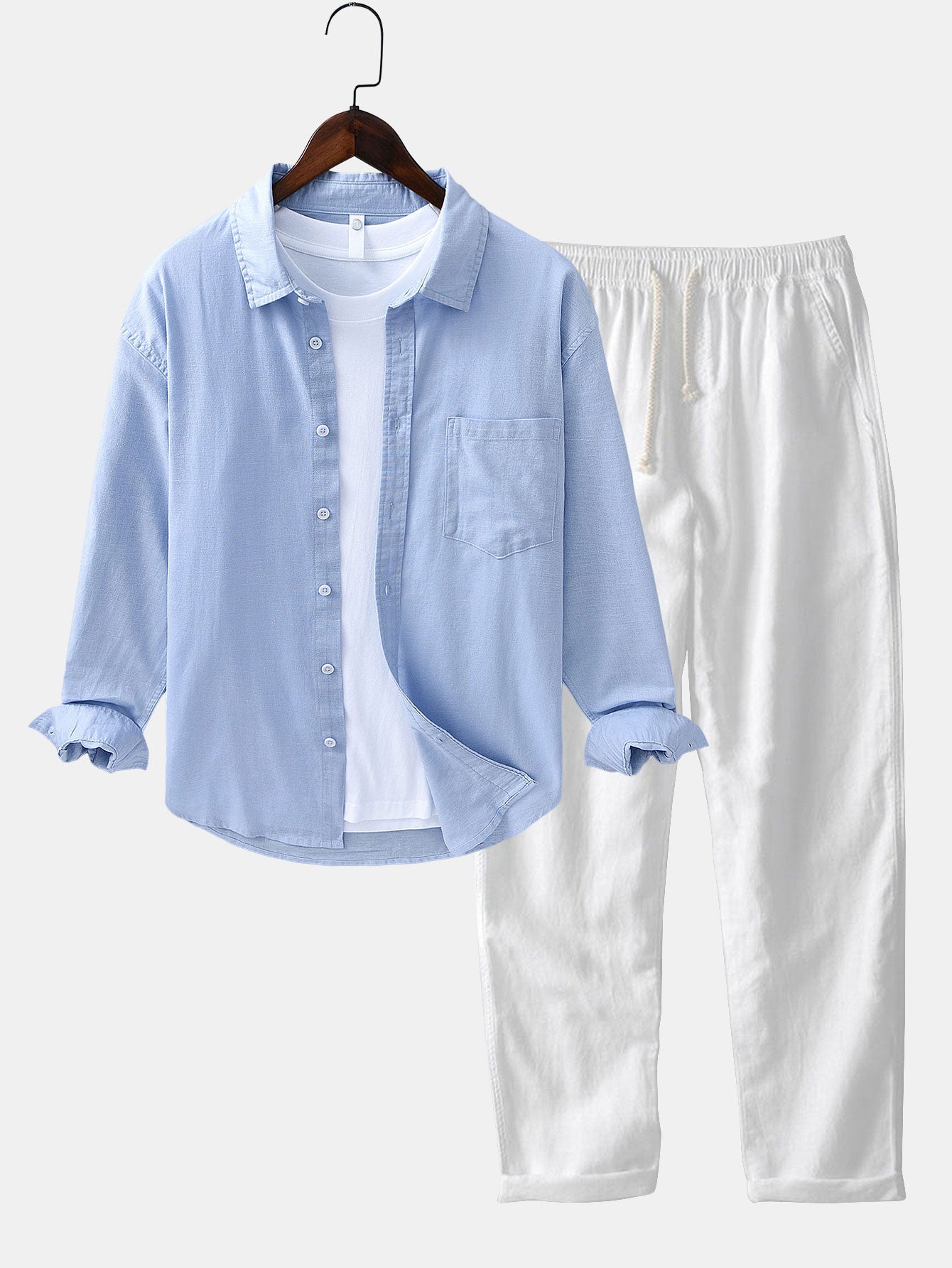 Linen Cotton Collection | Lightweight Long Sleeve Shirt & Straight Leg Pants | Breathable Comfort for Warm Weather 3