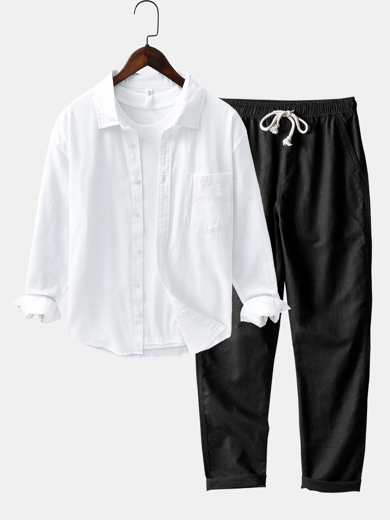 Linen Cotton Collection | Lightweight Long Sleeve Shirt & Straight Leg Pants | Breathable Comfort for Warm Weather 5