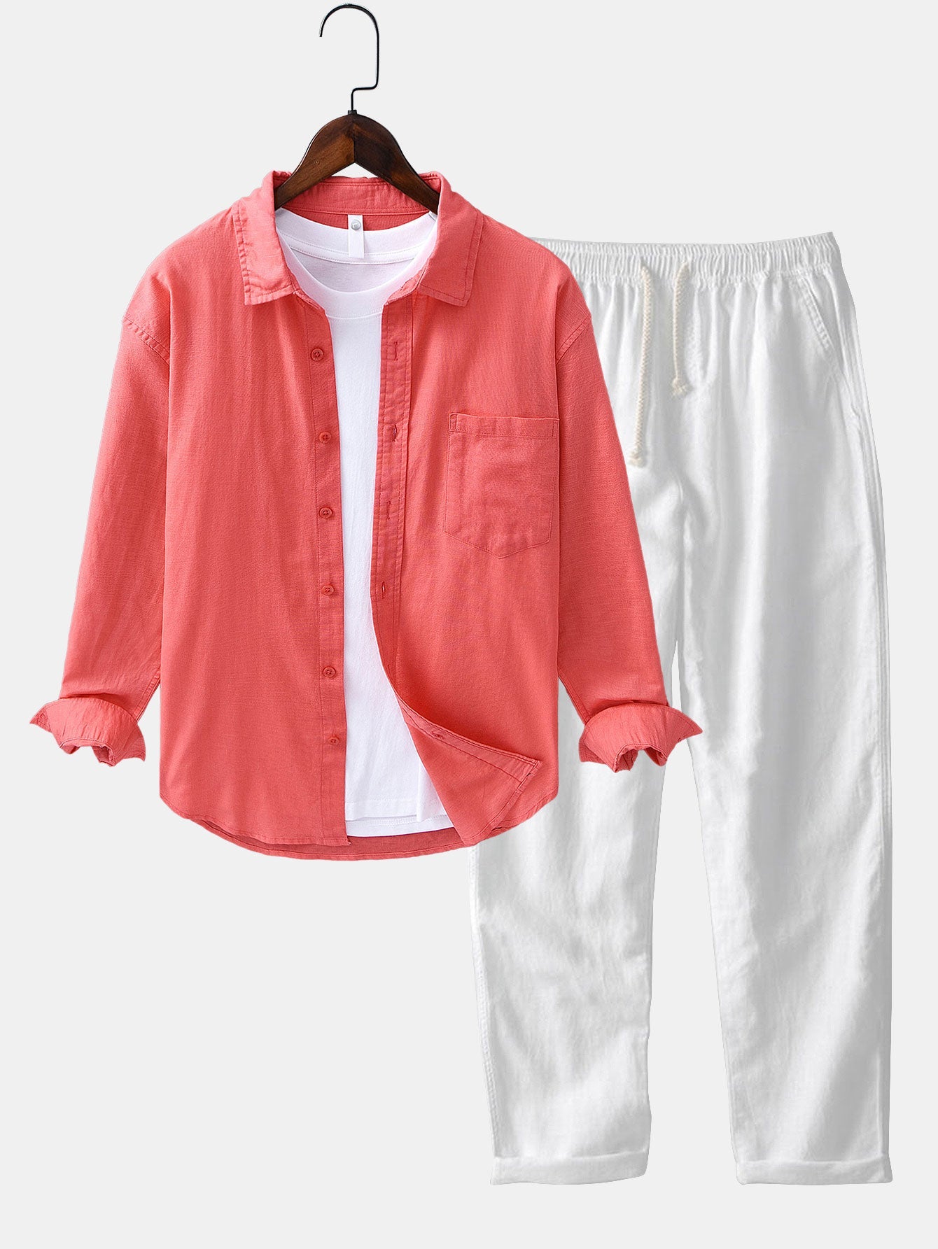 Linen Cotton Collection | Lightweight Long Sleeve Shirt & Straight Leg Pants | Breathable Comfort for Warm Weather 6