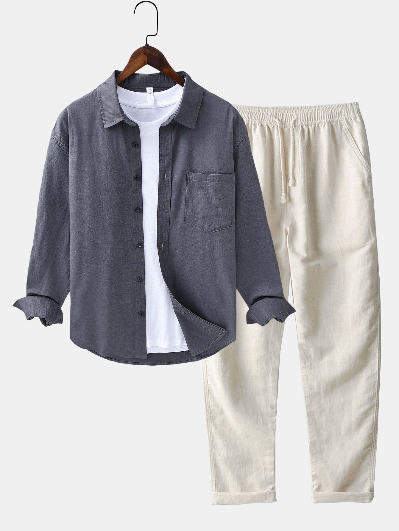 Linen Cotton Collection | Lightweight Long Sleeve Shirt & Straight Leg Pants | Breathable Comfort for Warm Weather 7