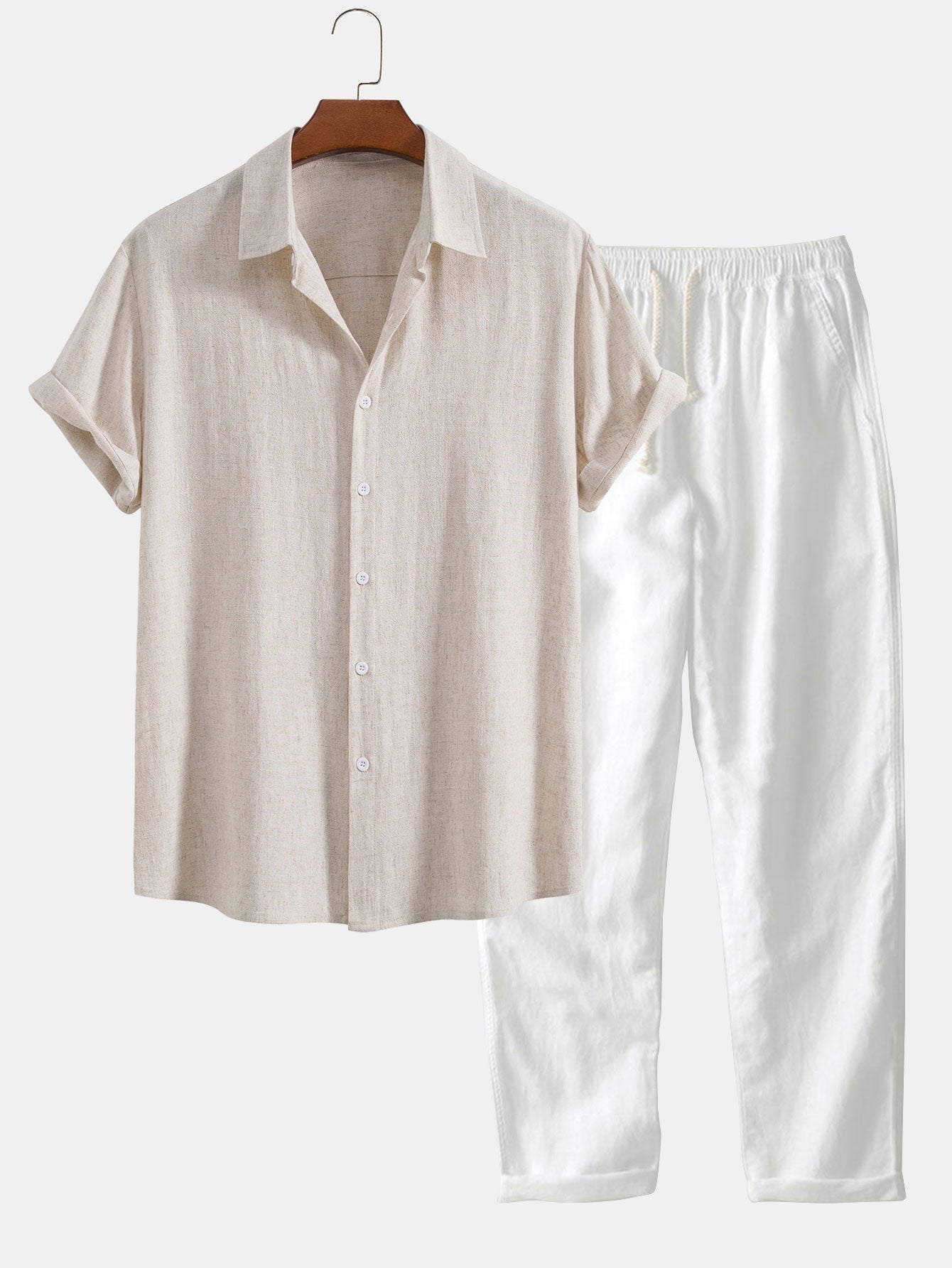 Linen Rayon Blend | Button-Up Shirt & Straight Leg Pants Set for Effortless Comfort and Style 3