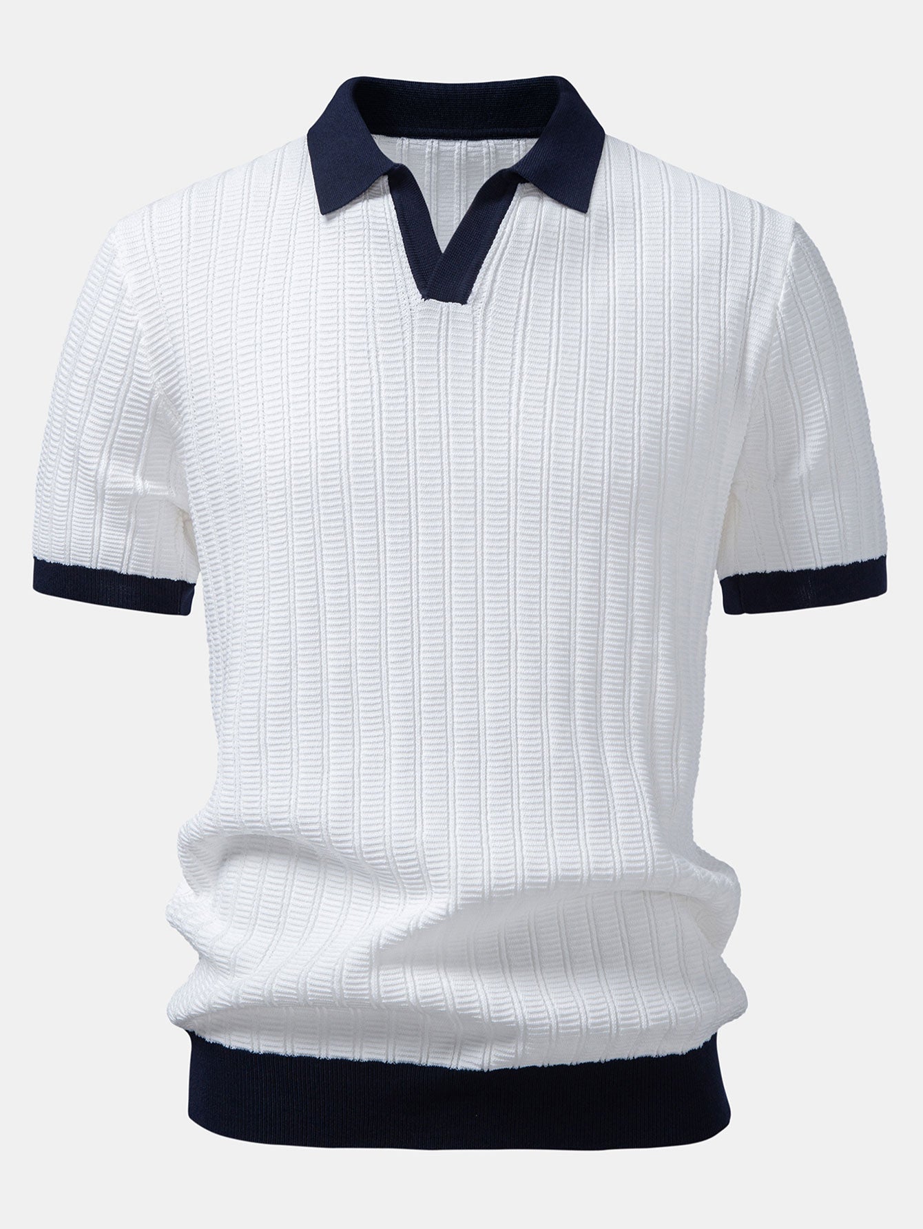 Modern Elegance | Contrast Textured Polo & Slim Fit Tapered Trousers Set | Soft, Breathable Fabric for All-Day Comfort 5