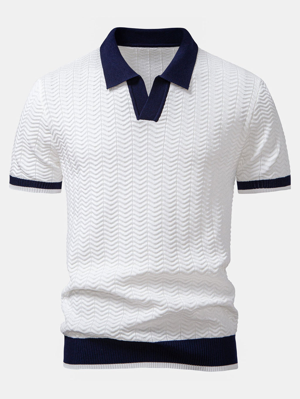 Modern Texture | Men's Polo Shirt with Geometric Knit Design | Stylish Casual Wear for Everyday Comfort 0