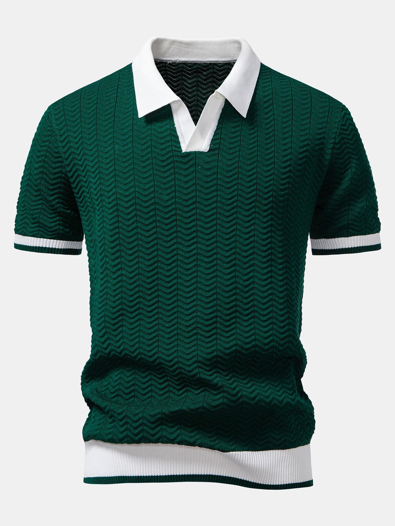 Modern Texture | Men's Polo Shirt with Geometric Knit Design | Stylish Casual Wear for Everyday Comfort 2