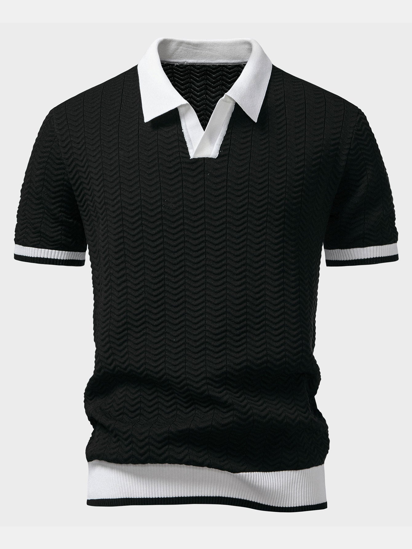 Modern Texture | Men's Polo Shirt with Geometric Knit Design | Stylish Casual Wear for Everyday Comfort 4