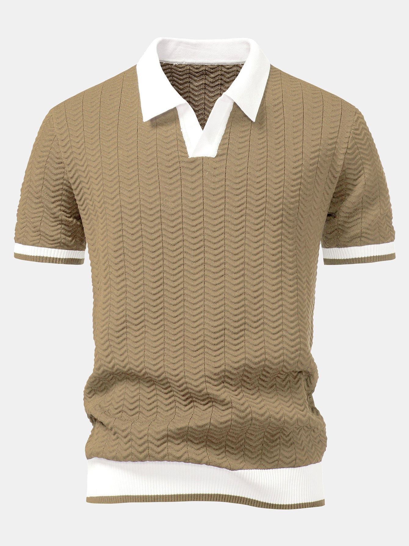 Modern Texture | Men's Polo Shirt with Geometric Knit Design | Stylish Casual Wear for Everyday Comfort 5