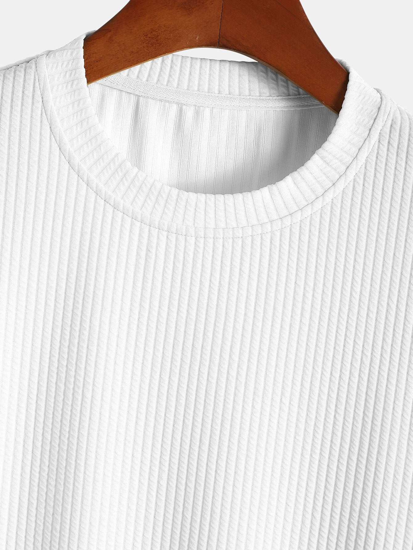 Muscle Fit | Ribbed Arc Hem T-Shirt with Stretch Fabric | Comfortable Everyday Wear 8