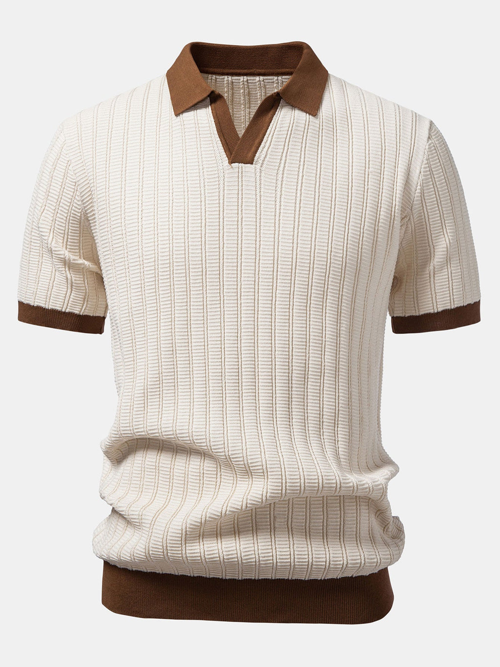 Smart Casual Set | Men's Outfit with Contrast Textured Polo & Slim Fit Trousers | Comfortable Style for Everyday Wear 1