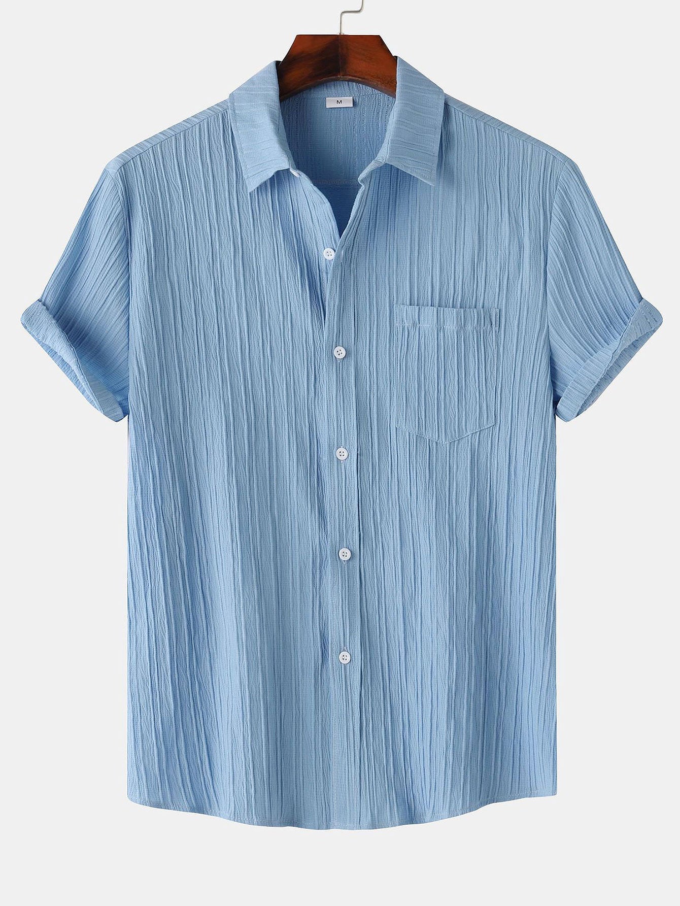 Stylish Collection | Men's Short Sleeve Button Up Shirt with Textured Finish | Comfortable Fit for Casual or Formal Wear 0