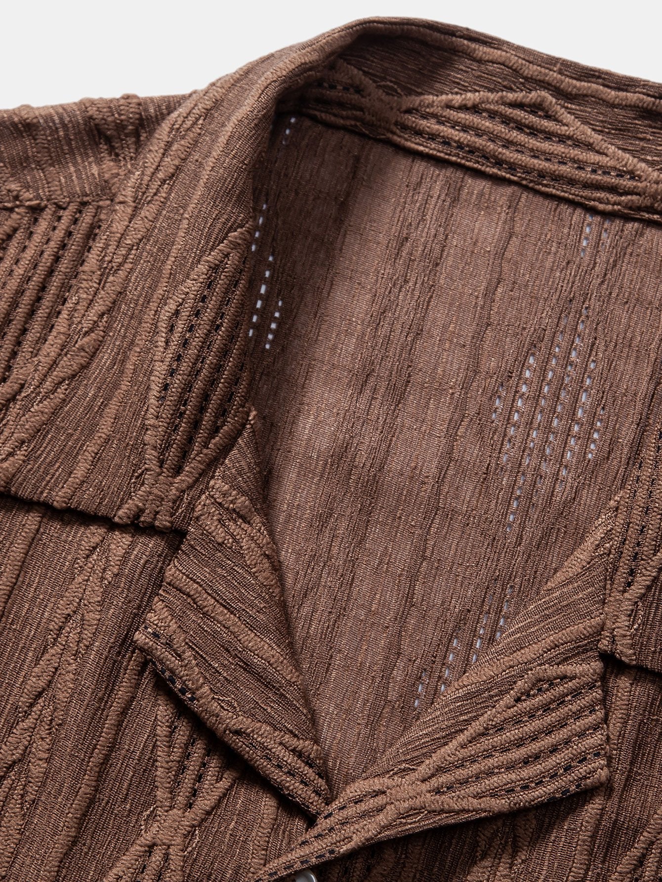 Stylish Geometric Jacquard Cuban Shirt with Eyelet Design for Casual Elegance 5