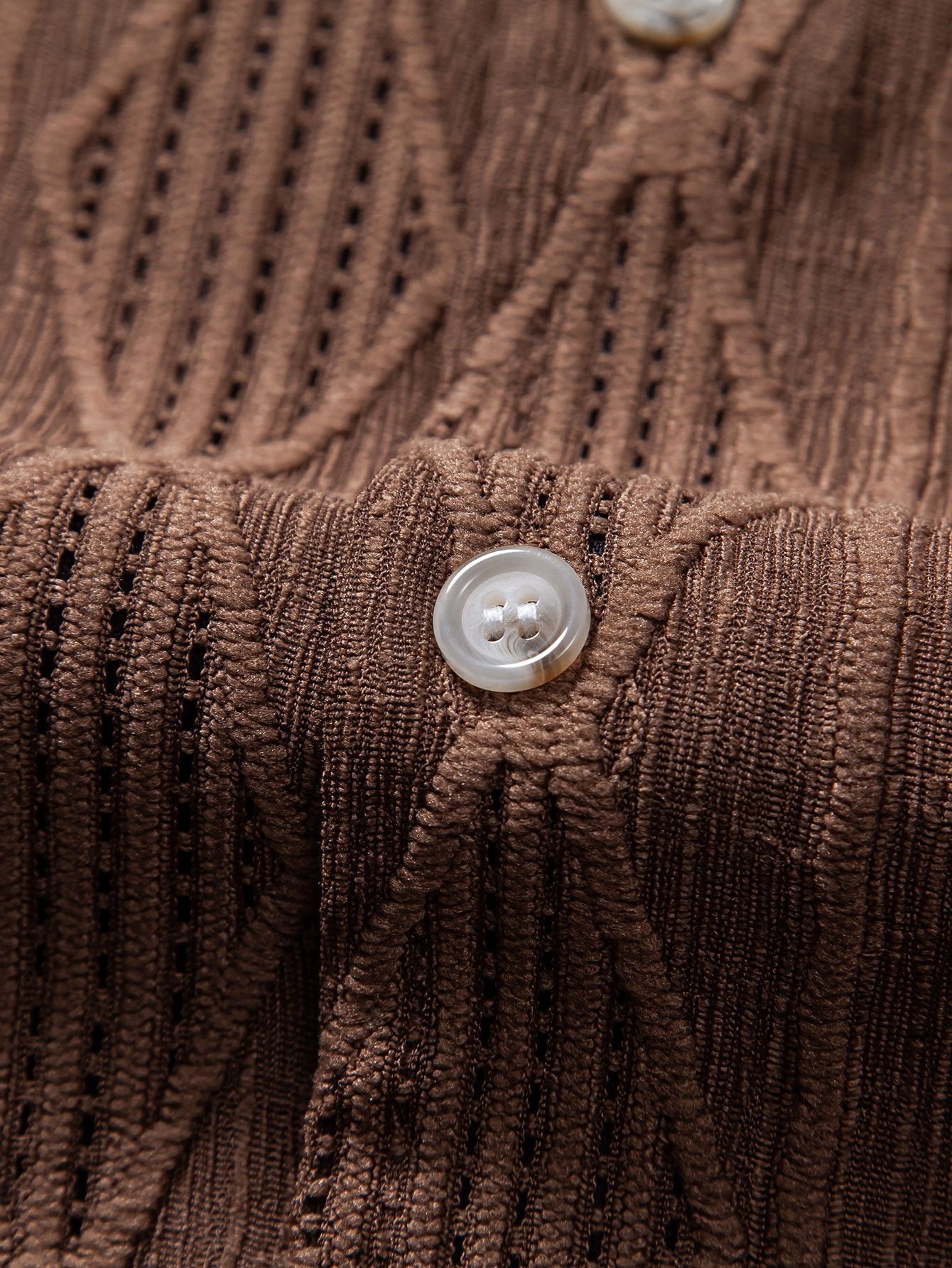 Stylish Geometric Jacquard Cuban Shirt with Eyelet Design for Casual Elegance 6