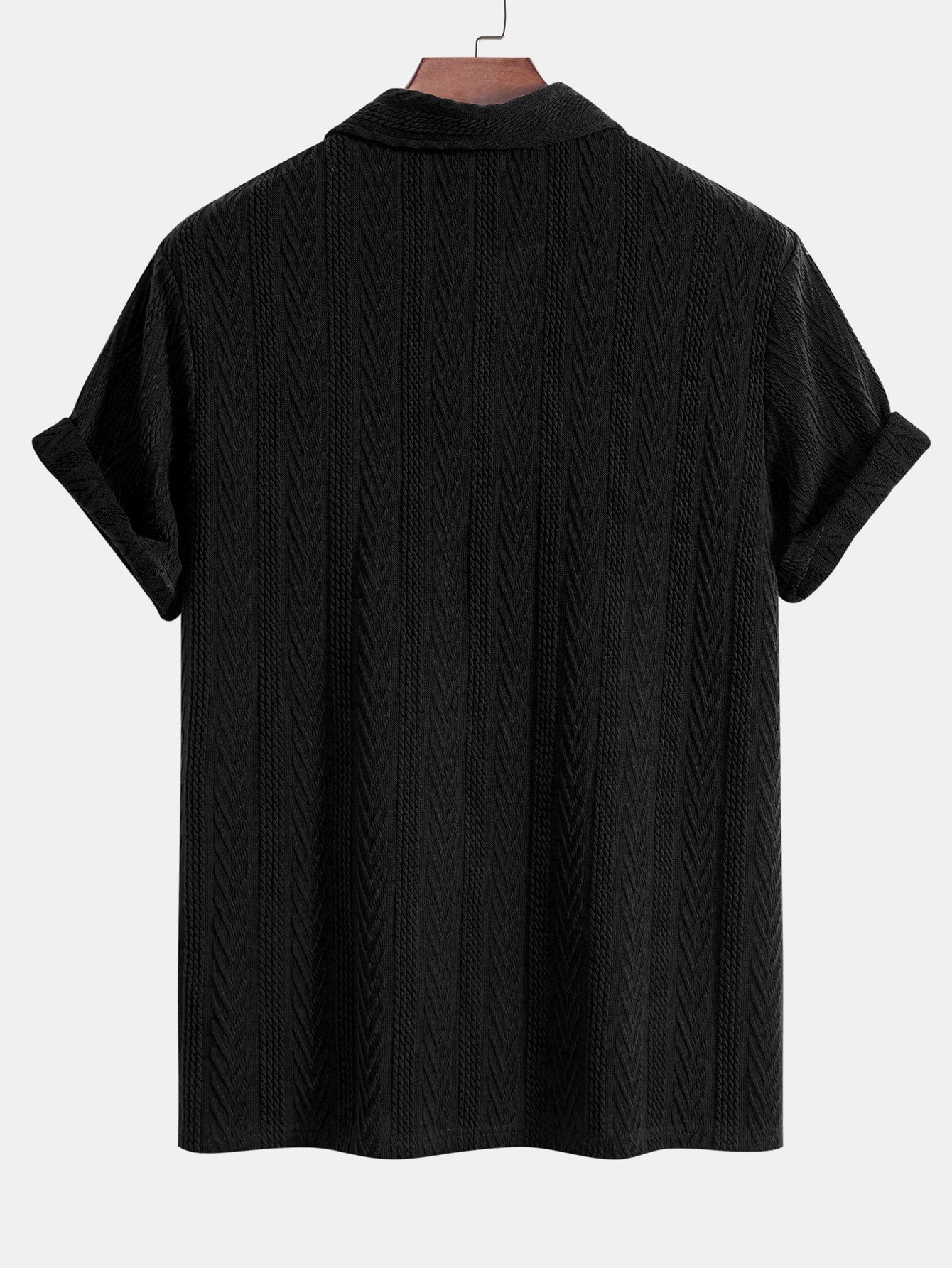 Stylish Knitted Polo Shirt with Textured Chevron Design for All-Day Comfort 5