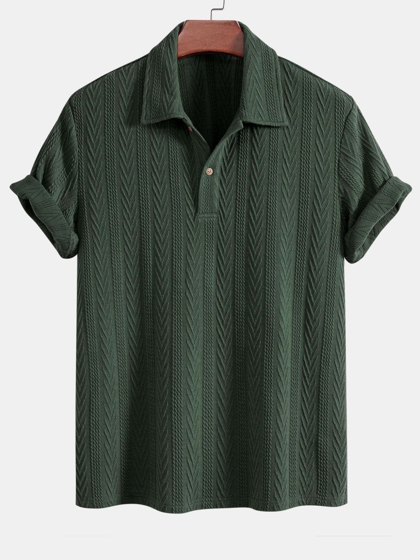 Stylish Knitted Polo Shirt with Textured Chevron Design for All-Day Comfort 7