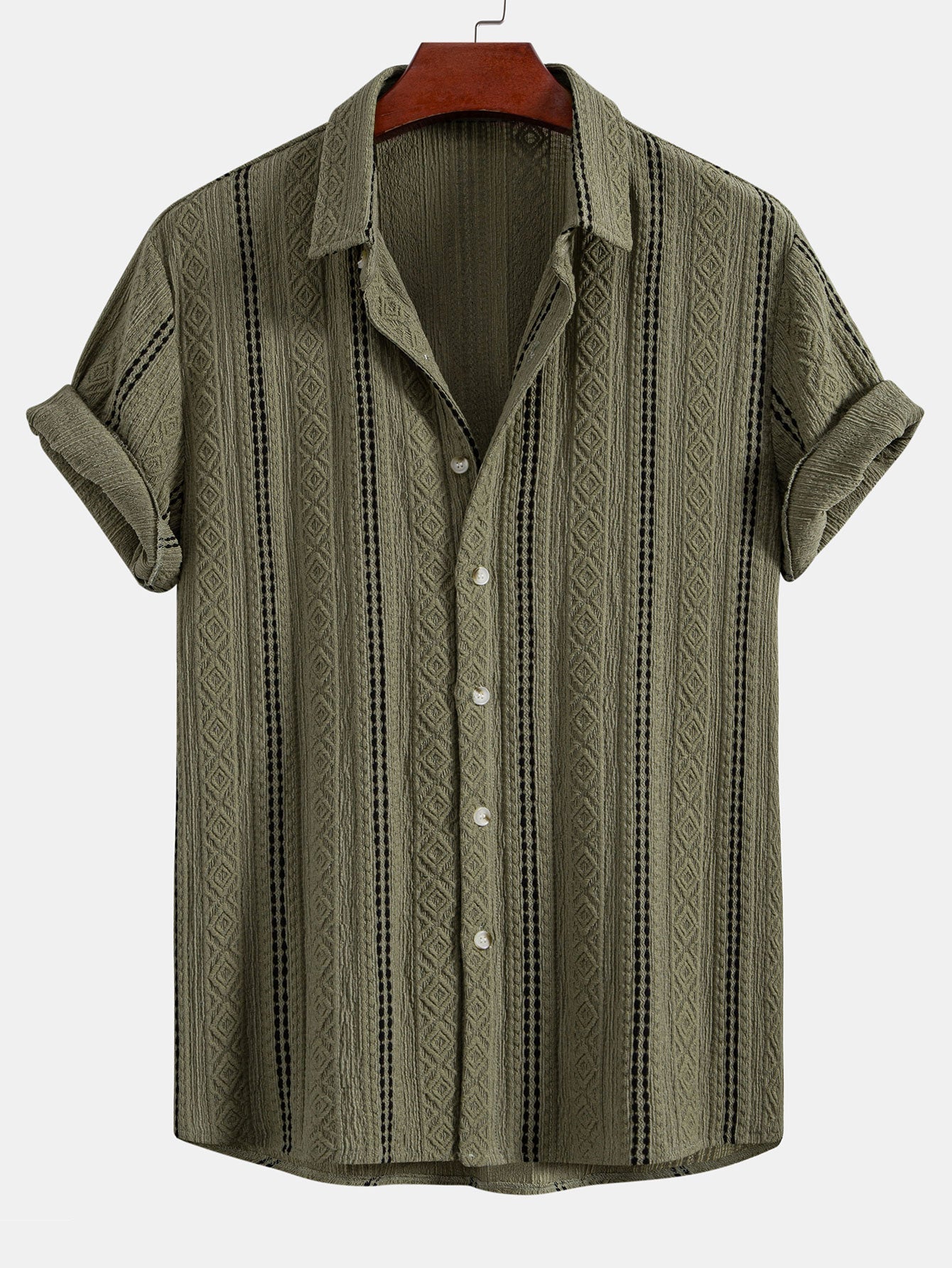 Summer Set | Geometric Striped Jacquard Shirt & Drawstring Shorts | Relaxed Fit for Effortless Style 3