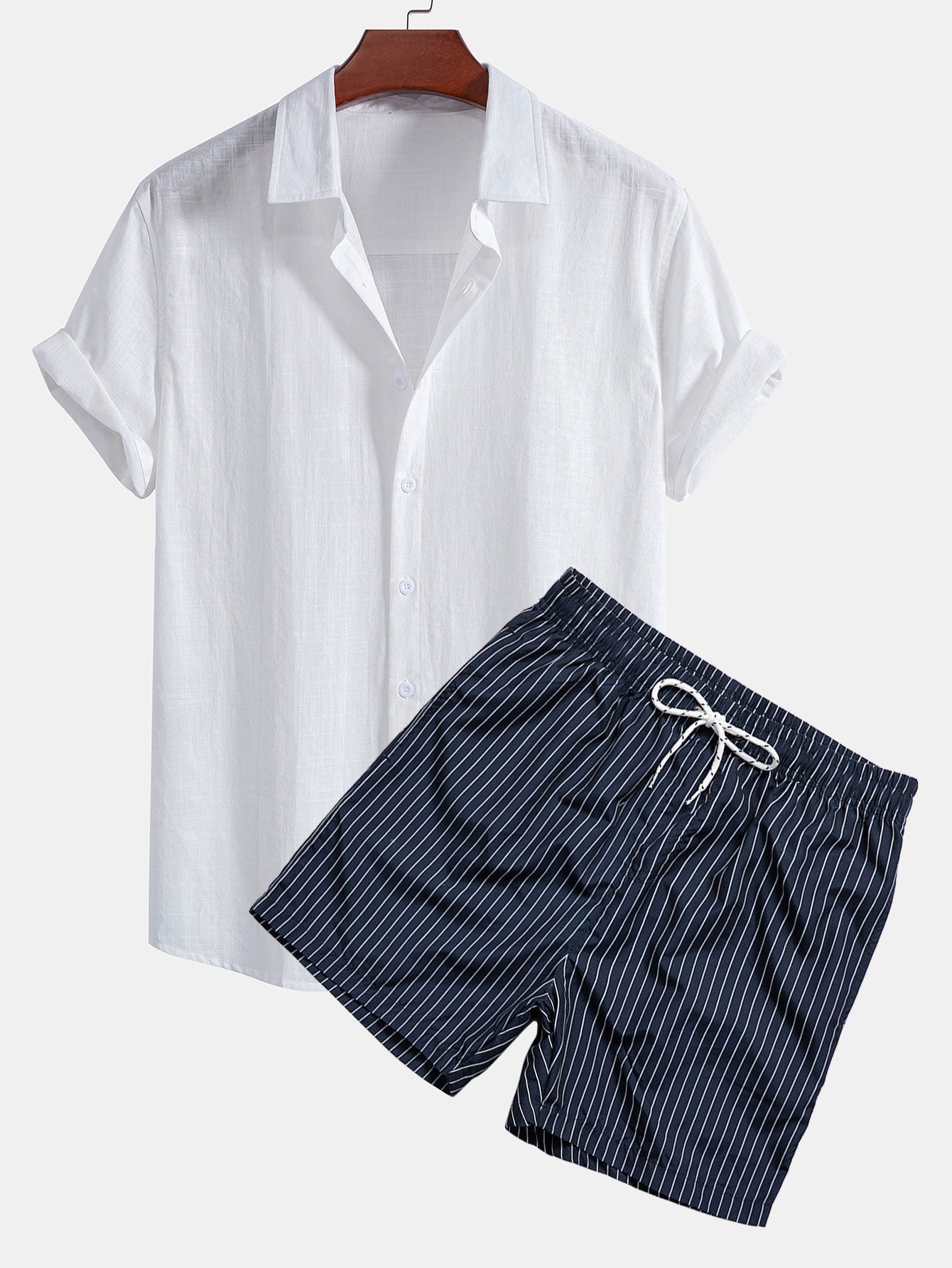 Summer Vibes Collection | Men's Matching Shirt and Shorts Set with Striped Design | Comfortable Outfit for Beach and Casual Gatherings 0