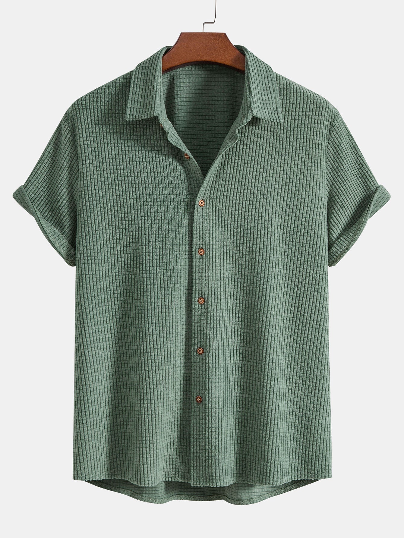 Waffle Shirt & Shorts Set for Men with Unique Pattern Design | Stylish Comfort for Casual Outings 5